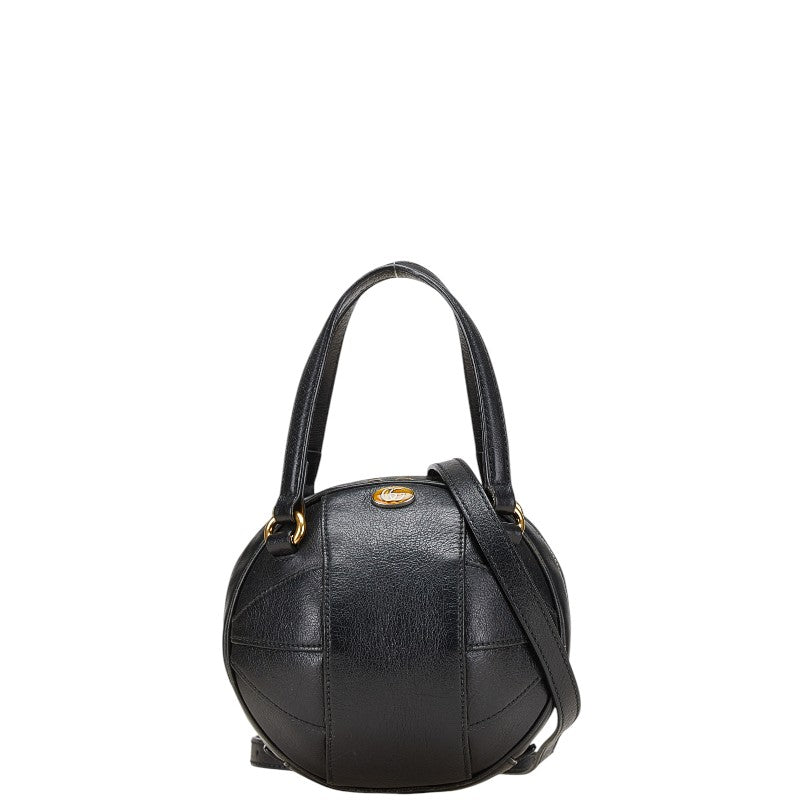 グッチ Gロゴ バスケットボール ミニ ハンドバッグ ショルダーバッグ 2WAY 547855 ブラック レザー レディース GUCCI 【中古】