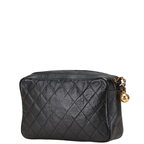 シャネル ココマーク ココボール マトラッセ チェーン ショルダーバッグ ブラック キャビアスキン レディース CHANEL 【中古】