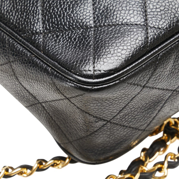 シャネル ココマーク ココボール マトラッセ チェーン ショルダーバッグ ブラック キャビアスキン レディース CHANEL 【中古】