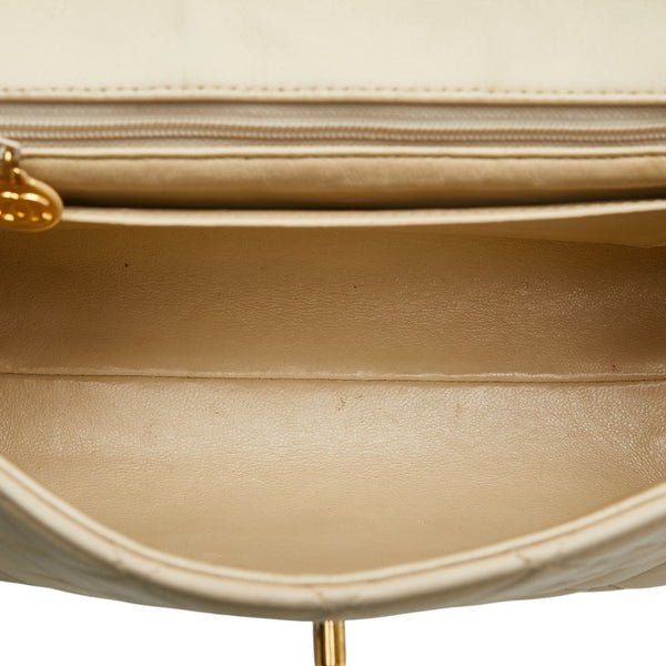 シャネル ココマーク マトラッセ ミニハンドバッグ ベージュ レザー レディース CHANEL 【中古】