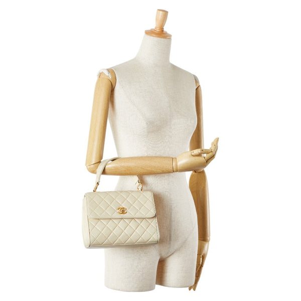 シャネル ココマーク マトラッセ ミニハンドバッグ ベージュ レザー レディース CHANEL 【中古】