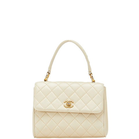 シャネル ココマーク マトラッセ ミニハンドバッグ ベージュ レザー レディース CHANEL 【中古】