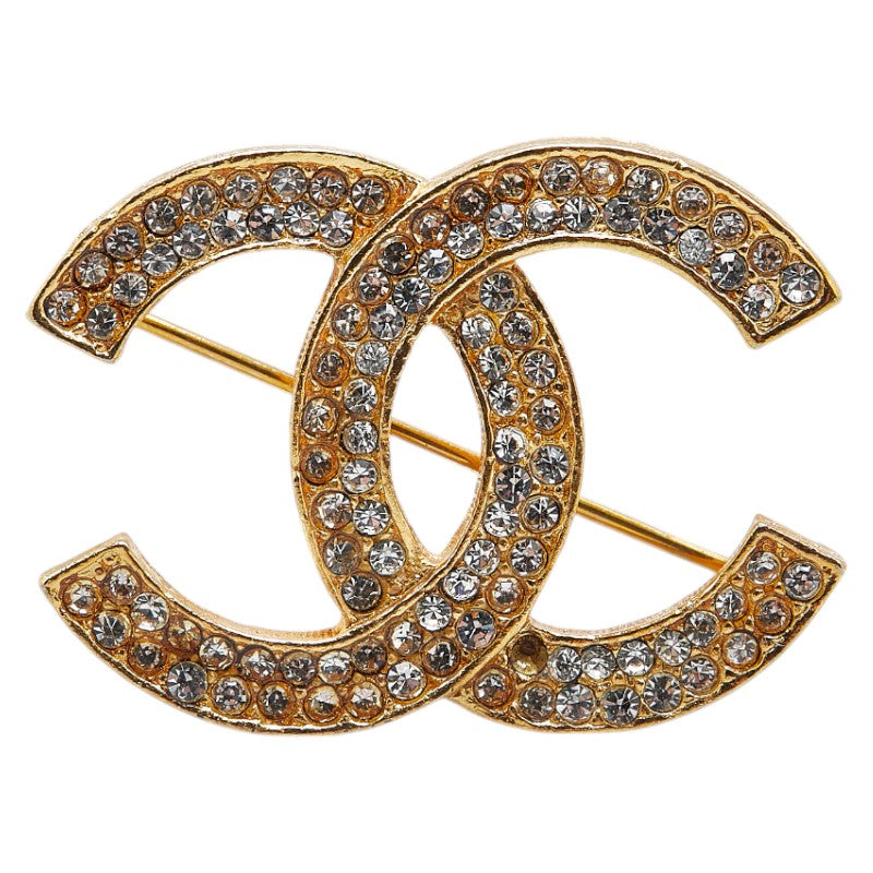シャネル ココマーク ラインストーン ブローチ ゴールド メッキ レディース CHANEL 【中古】