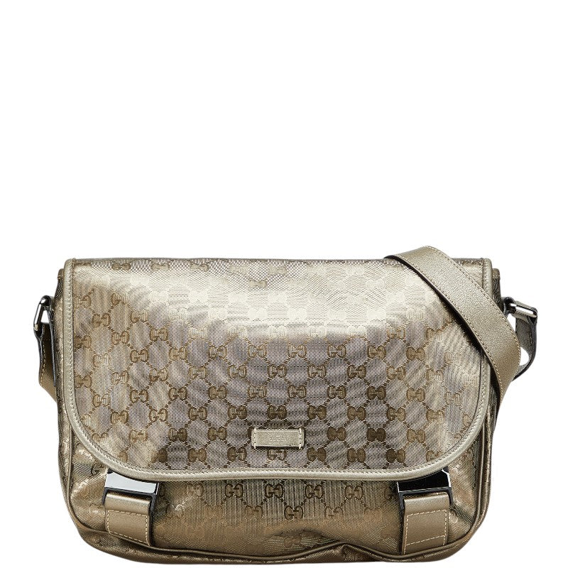 グッチ GGインプリメ 斜め掛けショルダーバッグ 201732 ブロンズカーキ ゴールド PVC レザー レディース GUCCI 【中古】