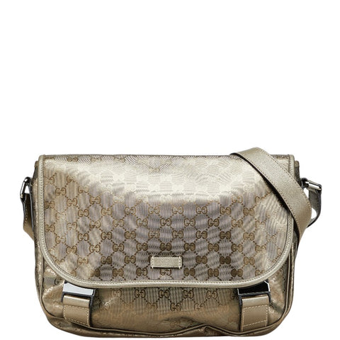 グッチ GGインプリメ 斜め掛けショルダーバッグ 201732 ブロンズカーキ ゴールド PVC レザー レディース GUCCI 【中古】