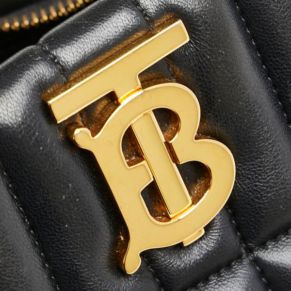 バーバリー TBロゴ チェーン ショルダーバッグ ブラック レザー レディース BURBERRY 【中古】