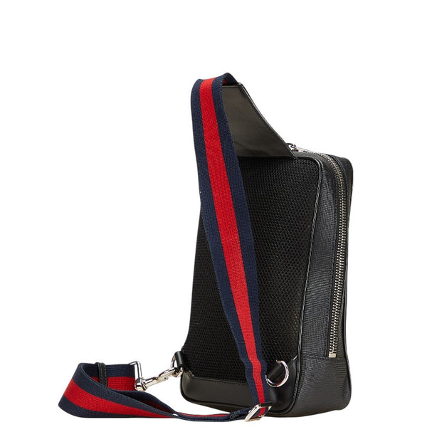 グッチ GGスプリーム ボディバッグ ベルトバッグ 478325 ブラック グレー PVC レザー メンズ GUCCI 【中古】