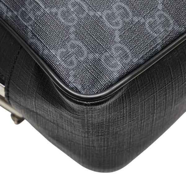 グッチ GGスプリーム ボディバッグ ベルトバッグ 478325 ブラック グレー PVC レザー メンズ GUCCI 【中古】