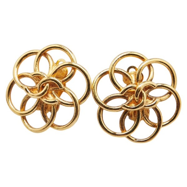 シャネル ココマーク フラワー 花 モチーフ イヤリング ゴールド メッキ レディース CHANEL 【中古】