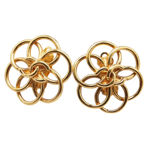 シャネル ココマーク フラワー 花 モチーフ イヤリング ゴールド メッキ レディース CHANEL 【中古】