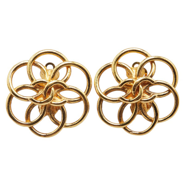 シャネル ココマーク フラワー 花 モチーフ イヤリング ゴールド メッキ レディース CHANEL 【中古】