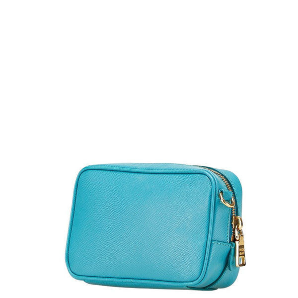 プラダ ロゴ ショルダーバッグ 1N1674 ターコイズブルー サフィアーノレザー レディース PRADA 【中古】