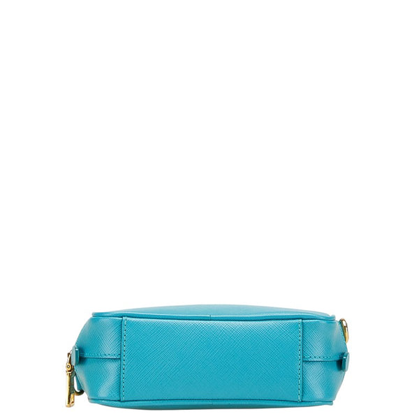 プラダ ロゴ ショルダーバッグ 1N1674 ターコイズブルー サフィアーノレザー レディース PRADA 【中古】