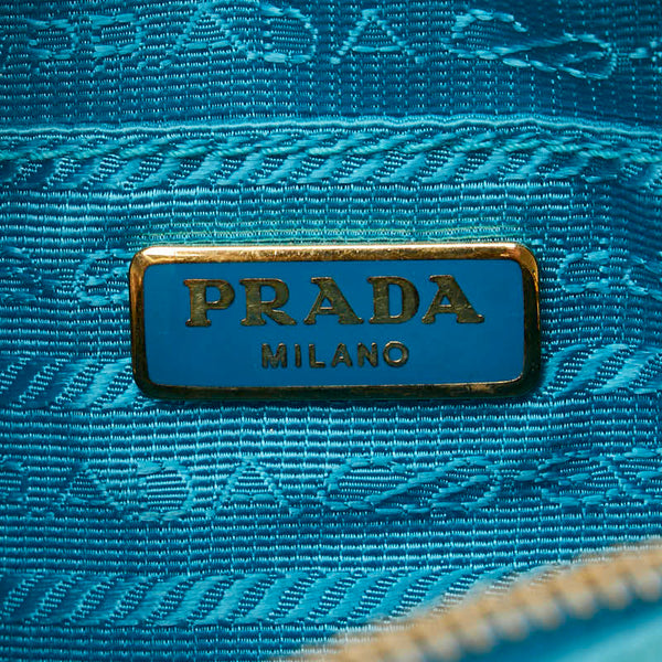 プラダ ロゴ ショルダーバッグ 1N1674 ターコイズブルー サフィアーノレザー レディース PRADA 【中古】