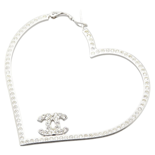 シャネル ココマーク ハート モチーフ ラインストーン ピアス シルバー メタル レディース CHANEL 【中古】
