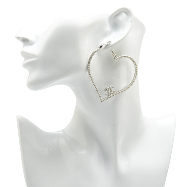 シャネル ココマーク ハート モチーフ ラインストーン ピアス シルバー メタル レディース CHANEL 【中古】