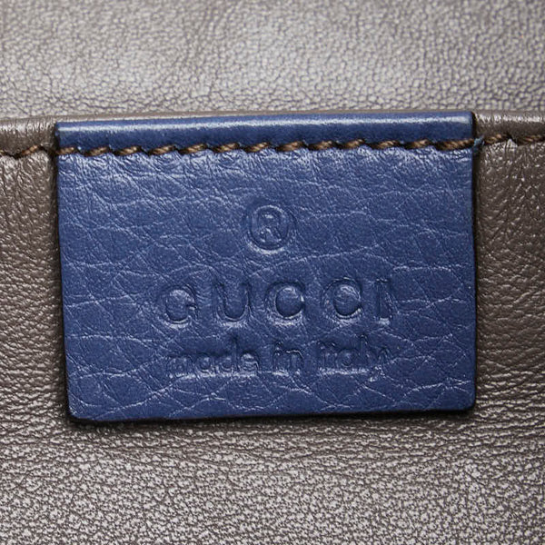 グッチ バンブー フリンジ ハンドバッグ チェーン ショルダーバッグ 2WAY 387613 ネイビー レザー レディース GUCCI 【中古】