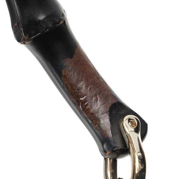 グッチ バンブー フリンジ ハンドバッグ チェーン ショルダーバッグ 2WAY 387613 ネイビー レザー レディース GUCCI 【中古】