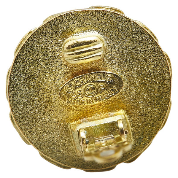 シャネル ヴィンテージ ココマーク ラウンド イヤリング ゴールド ブラック メッキ  CHANEL 【中古】