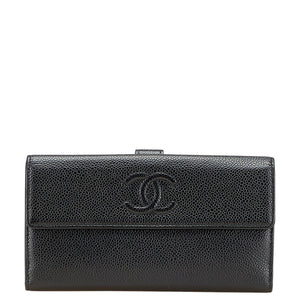シャネル ココマーク 長財布 ブラック キャビアスキン レディース CHANEL 【中古】