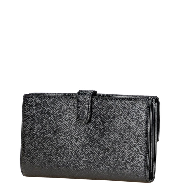 シャネル ココマーク 長財布 ブラック キャビアスキン レディース CHANEL 【中古】