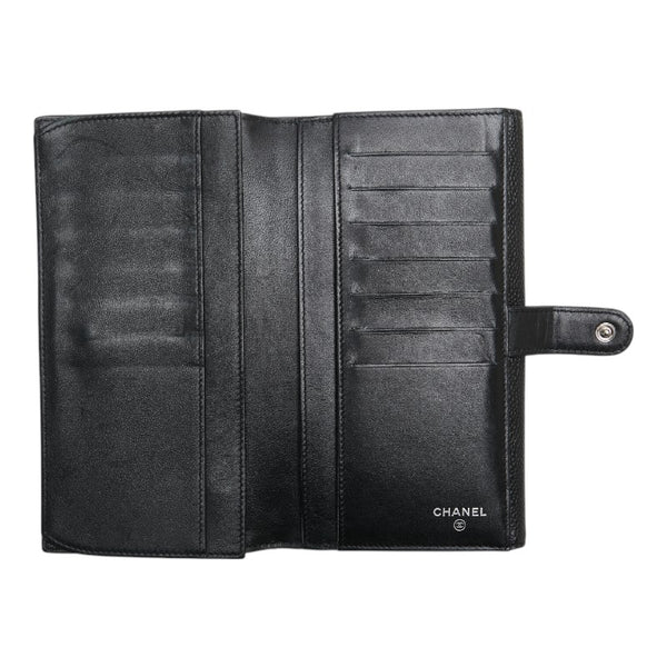 シャネル ココマーク 長財布 ブラック キャビアスキン レディース CHANEL 【中古】