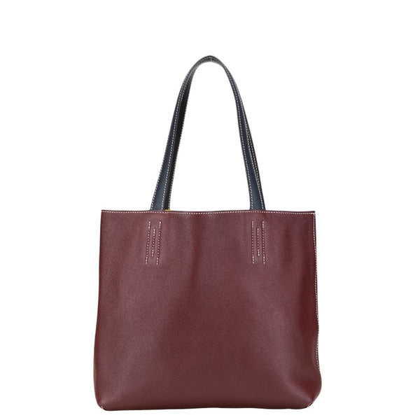エルメス ドゥブルセンス28 リバーシブル トートバッグ ライム ボルドー スイフト レディース HERMES 【中古】