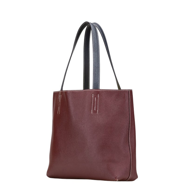 エルメス ドゥブルセンス28 リバーシブル トートバッグ ライム ボルドー スイフト レディース HERMES 【中古】