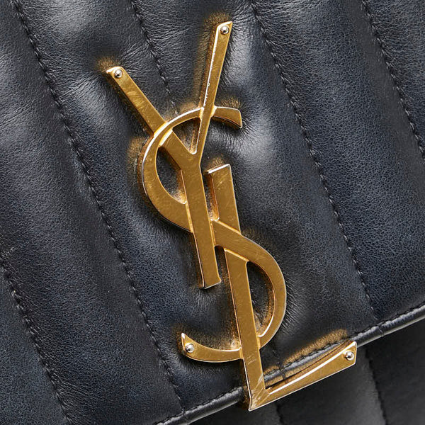 サンローラン ヴィッキー YSLロゴ 斜め掛け チェーン ショルダーバッグ ブラック レザー レディース SAINT LAURENT 【中古】