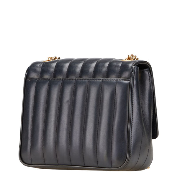 サンローラン ヴィッキー YSLロゴ 斜め掛け チェーン ショルダーバッグ ブラック レザー レディース SAINT LAURENT 【中古】