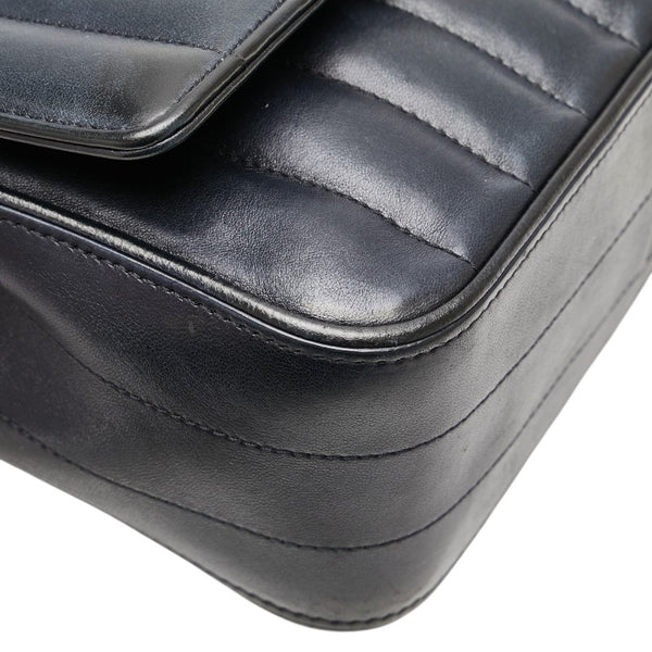 サンローラン ヴィッキー YSLロゴ 斜め掛け チェーン ショルダーバッグ ブラック レザー レディース SAINT LAURENT 【中古】