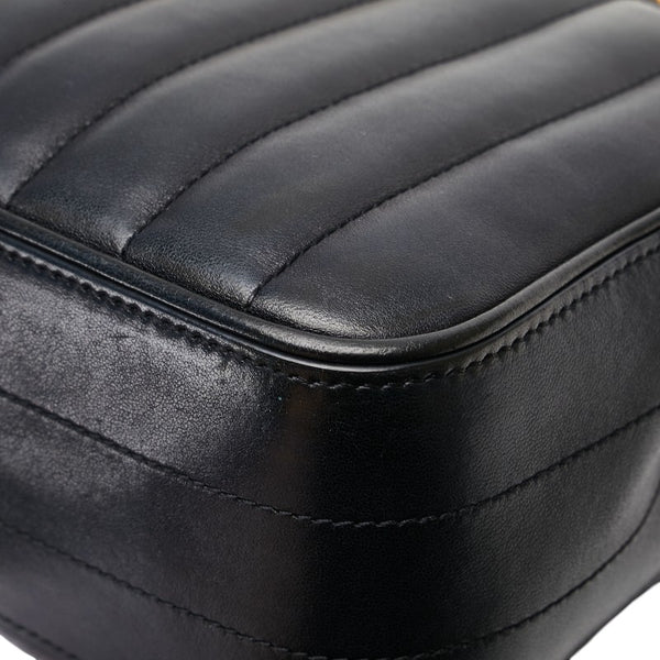 サンローラン ヴィッキー YSLロゴ 斜め掛け チェーン ショルダーバッグ ブラック レザー レディース SAINT LAURENT 【中古】