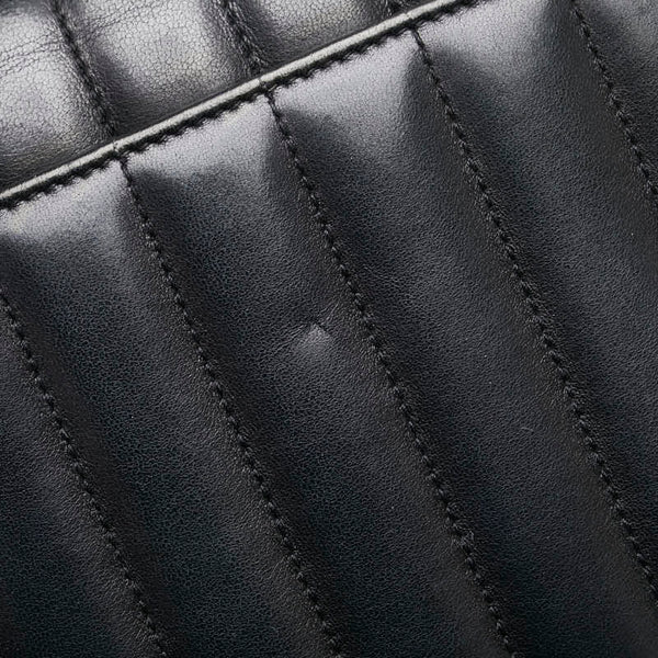 サンローラン ヴィッキー YSLロゴ 斜め掛け チェーン ショルダーバッグ ブラック レザー レディース SAINT LAURENT 【中古】