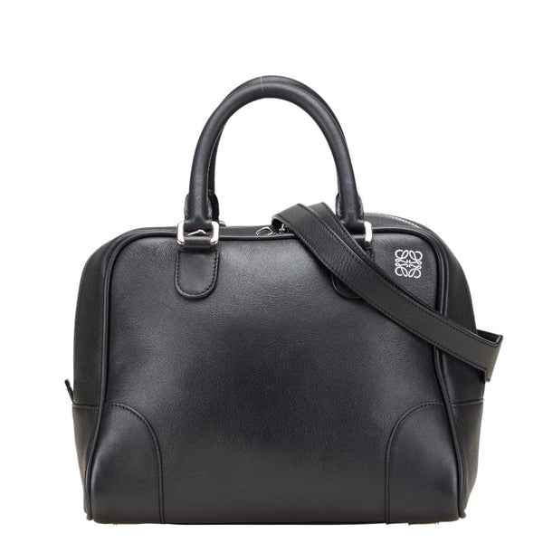 ロエベ アナグラム アマソナ75 ハンドバッグ ショルダーバッグ 2WAY ブラック レザー レディース LOEWE 【中古】