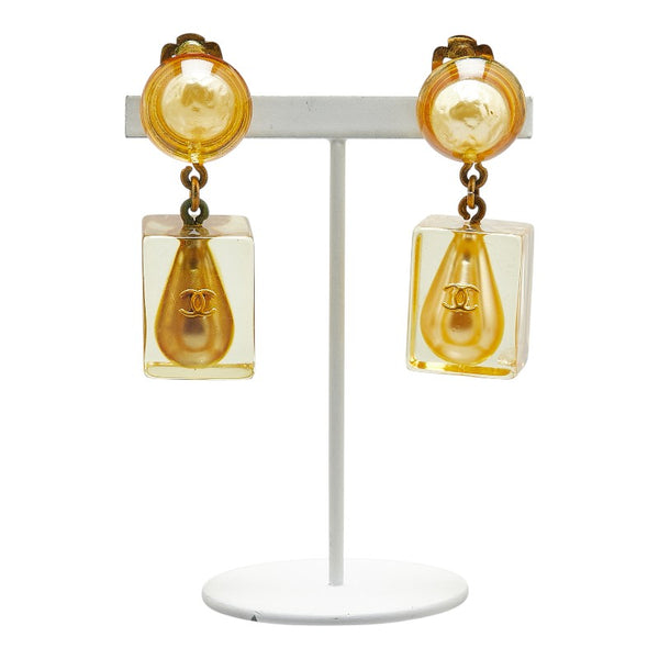 シャネル ココマーク ティアドロップ イヤリング スイング ゴールド メッキ プラスチック レディース CHANEL 【中古】