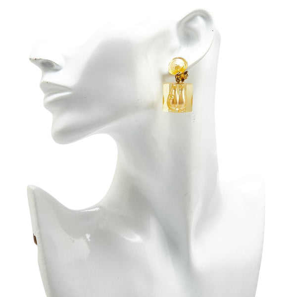 シャネル ココマーク ティアドロップ イヤリング スイング ゴールド メッキ プラスチック レディース CHANEL 【中古】