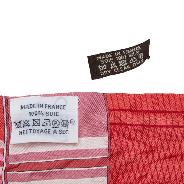エルメス ツイリー 馬 モチーフ スカーフ ピンク オレンジ シルク レディース HERMES 【中古】