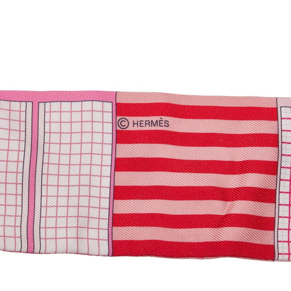エルメス ツイリー 馬 モチーフ スカーフ ピンク オレンジ シルク レディース HERMES 【中古】