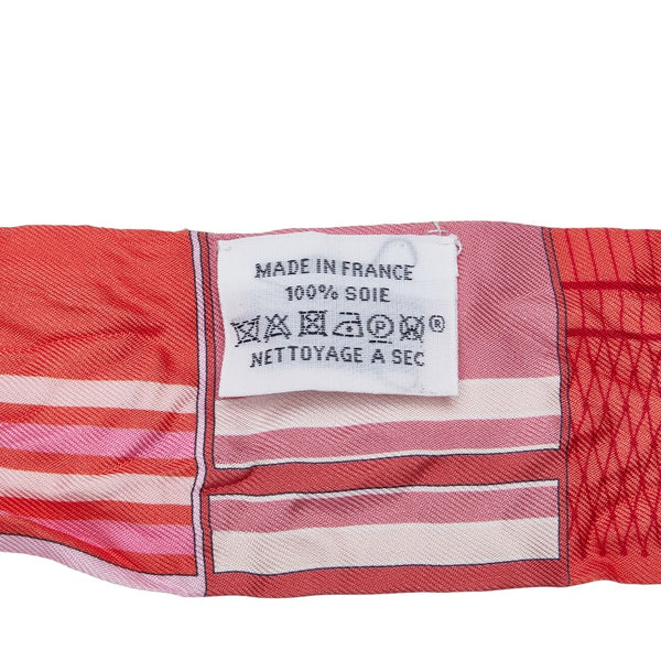 エルメス ツイリー 馬 モチーフ スカーフ ピンク オレンジ シルク レディース HERMES 【中古】