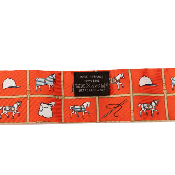 エルメス ツイリー Couvertures et Tenues de Jour 馬着 スカーフ オレンジ ホワイト シルク レディース HERMES 【中古】