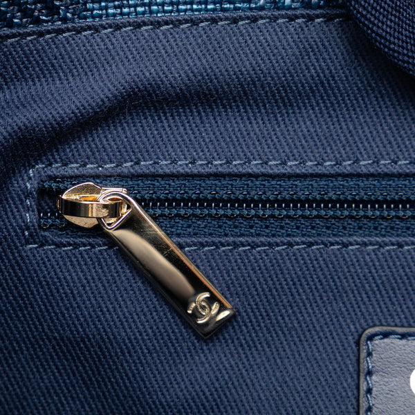 シャネル ドーヴィルPM チェーン ワンショルダーバッグ ネイビー ラフィア レザー レディース CHANEL 【中古】