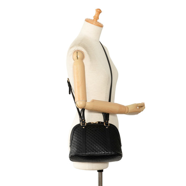 グッチ マイクロ グッチシマ ハンドバッグ ショルダーバッグ 2WAY 449654 ブラック レザー レディース GUCCI 【中古】