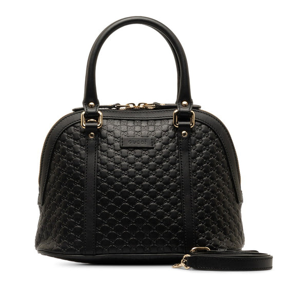 グッチ マイクロ グッチシマ ハンドバッグ ショルダーバッグ 2WAY 449654 ブラック レザー レディース GUCCI 【中古】