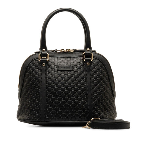 グッチ マイクロ グッチシマ ハンドバッグ ショルダーバッグ 2WAY 449654 ブラック レザー レディース GUCCI 【中古】