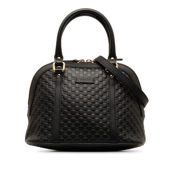 グッチ マイクロ グッチシマ ハンドバッグ ショルダーバッグ 2WAY 449654 ブラック レザー レディース GUCCI 【中古】