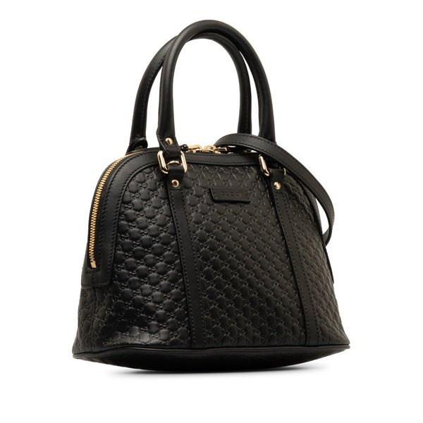 グッチ マイクロ グッチシマ ハンドバッグ ショルダーバッグ 2WAY 449654 ブラック レザー レディース GUCCI 【中古】