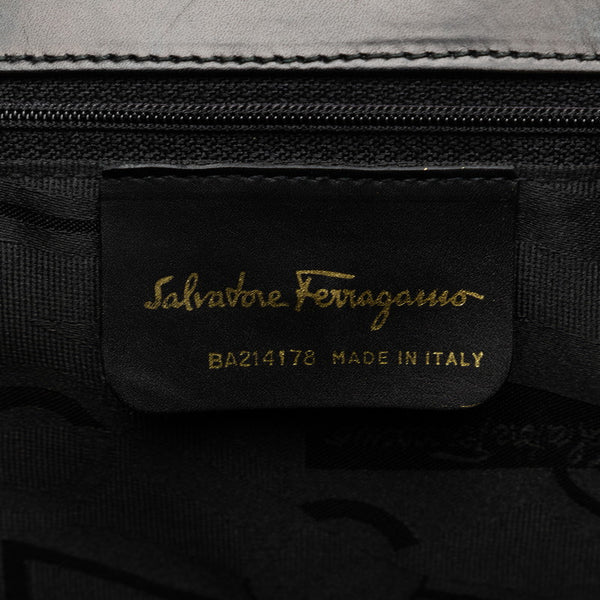 サルヴァトーレフェラガモ ヴァラリボン ハンドバッグ ショルダーバッグ 2WAY BA214178 ブラック ゴールド レザー レディース Salvatore Ferragamo 【中古】