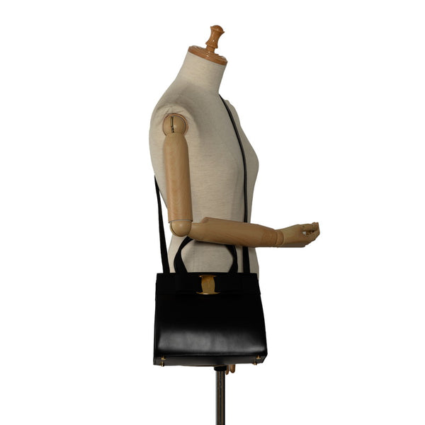 サルヴァトーレフェラガモ ヴァラリボン ハンドバッグ ショルダーバッグ 2WAY BA214178 ブラック ゴールド レザー レディース Salvatore Ferragamo 【中古】