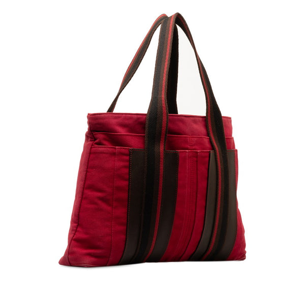 エルメス トロカホリゾンタルMM ハンドバッグ トートバッグ レット ボルドー  キャンバス レディース HERMES 【中古】