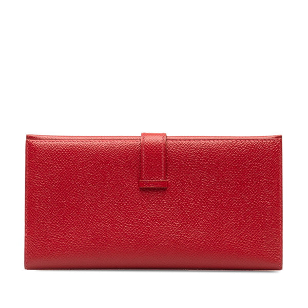 エルメス ベアン クラシック  長財布 レッド ゴールド ヴォーエプソン レディース HERMES 【中古】